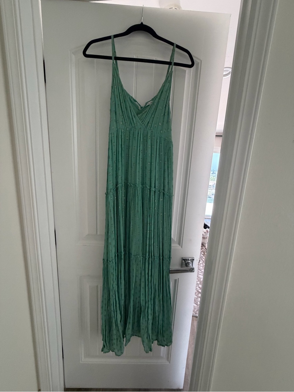 En Creme Mint Green Tiered Spaghetti Strap Maxi Dress